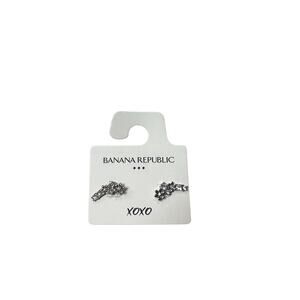 Banana Republic Silver Tone Crystal Ear Climbers Stud Earrings XOXO New